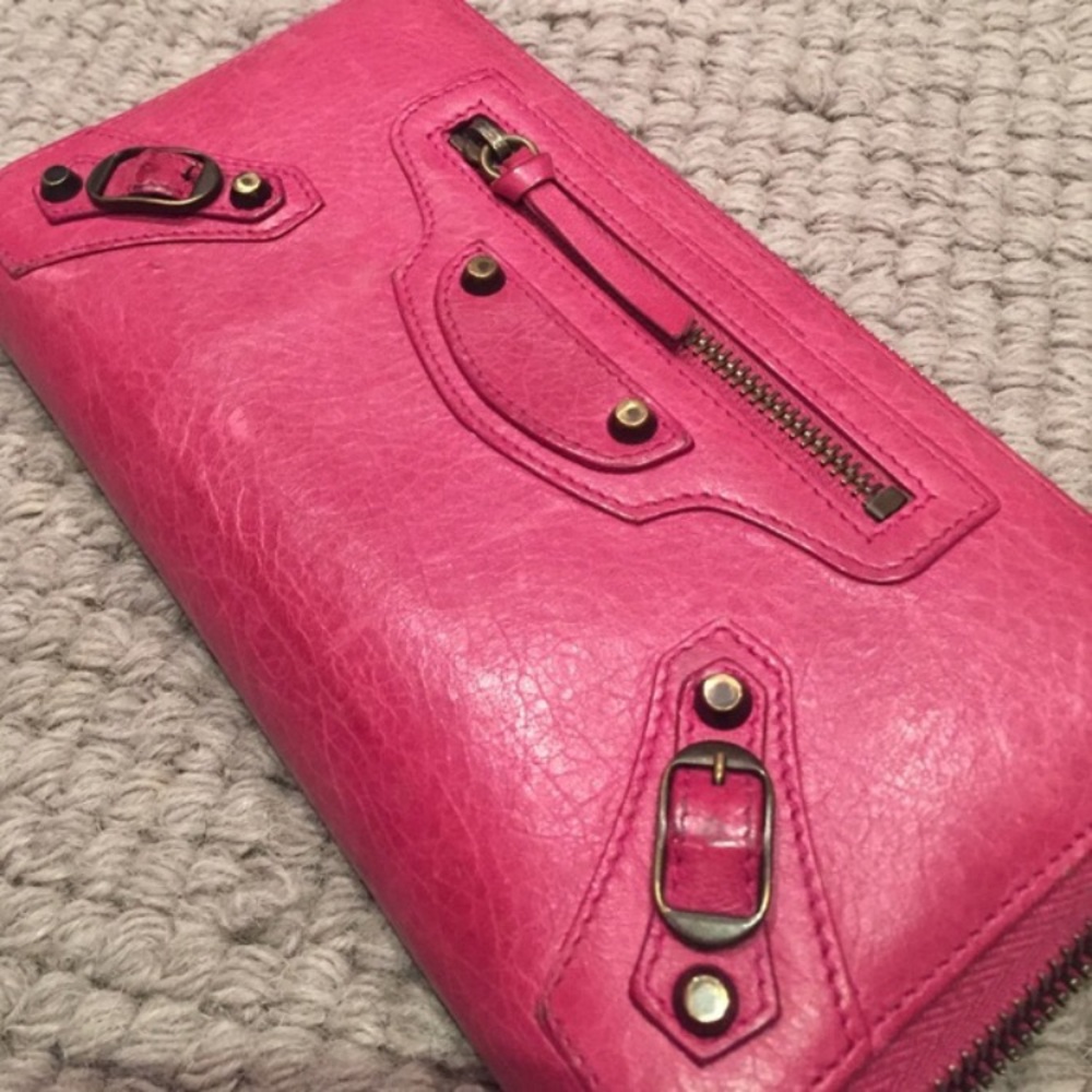 Balenciaga giant continental leather zip wallet